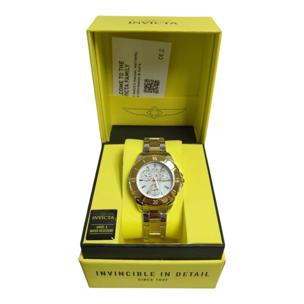 Invicta Women's Angel Quartz 38mm Two Tone, White Dial